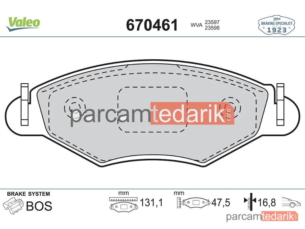670461 | Fren Balatası — Peugeot 206, Peugeot 206+, Peugeot 206 SW